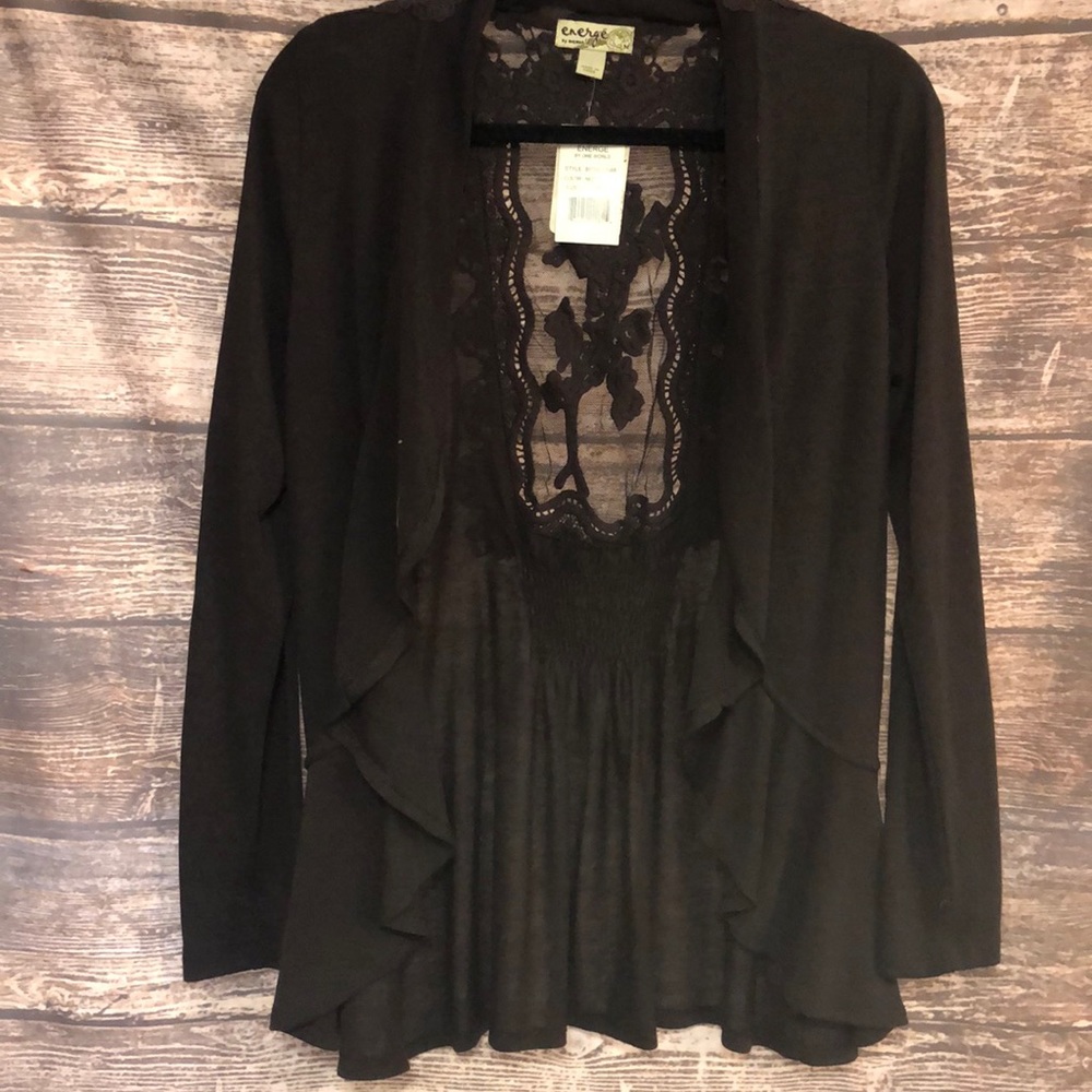 NWT brown sweater with lace back